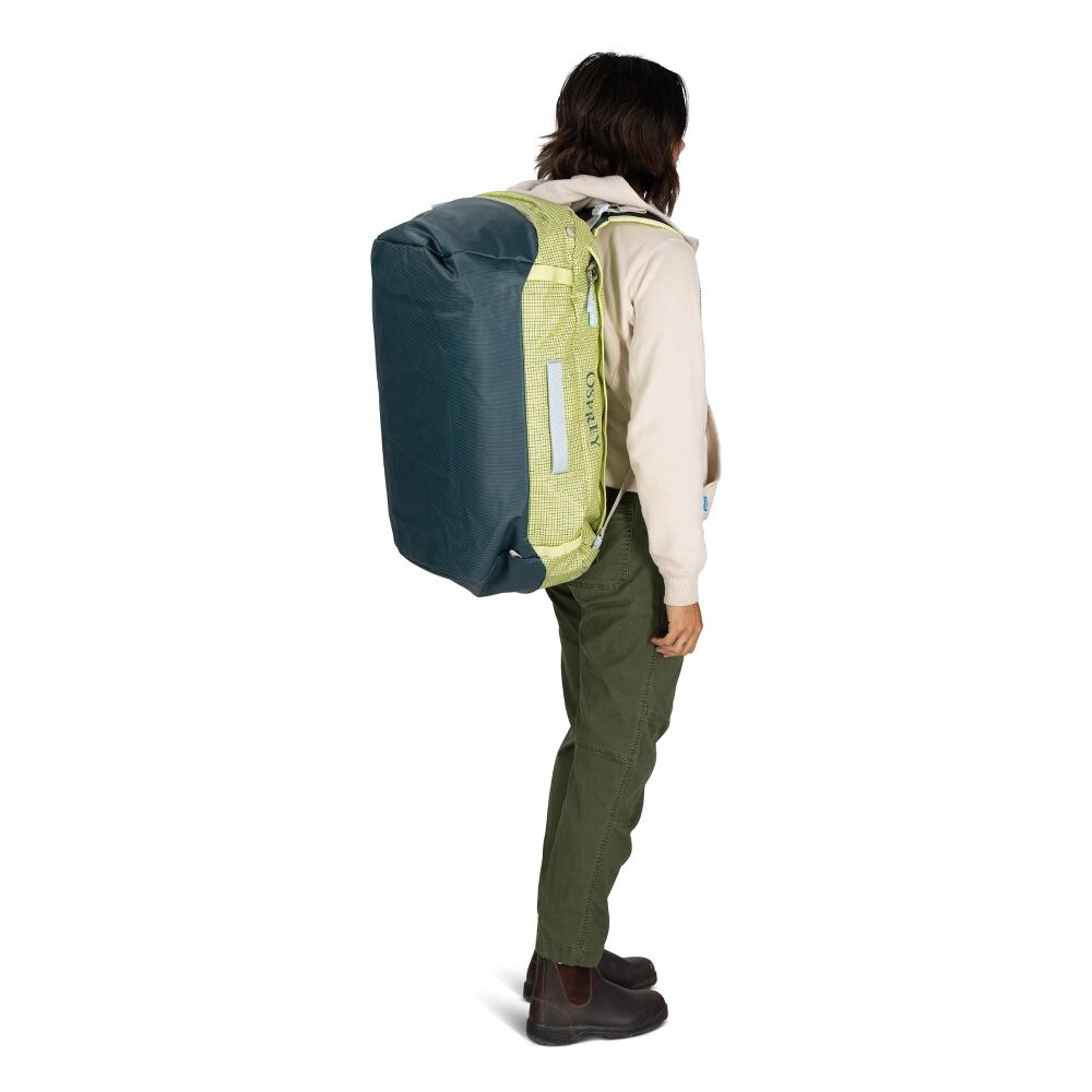 OSPREY Transporter Duffel 65 Glow Dew Torrent Blue nošení na zádech